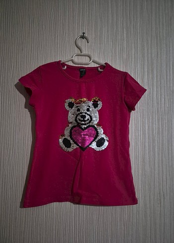 Kız Çocuk Ayıcık Baskılı Pembe Tişört tüm teklifler kabuledilir - Görsel 3