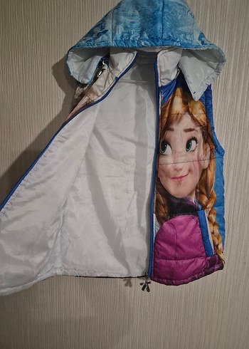 Kız Çocuk Baskılı Kapüşonlu Yelek anna & elsa frozen .7.8.9 olur - Görsel 3