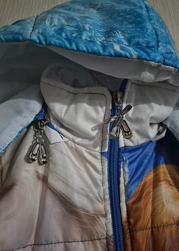 Kız Çocuk Baskılı Kapüşonlu Yelek anna & elsa frozen .7.8.9 olur - Görsel 4