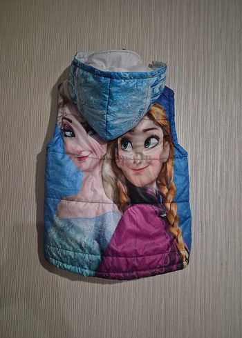 Kız Çocuk Baskılı Kapüşonlu Yelek anna & elsa frozen .7.8.9 olur - Görsel 2