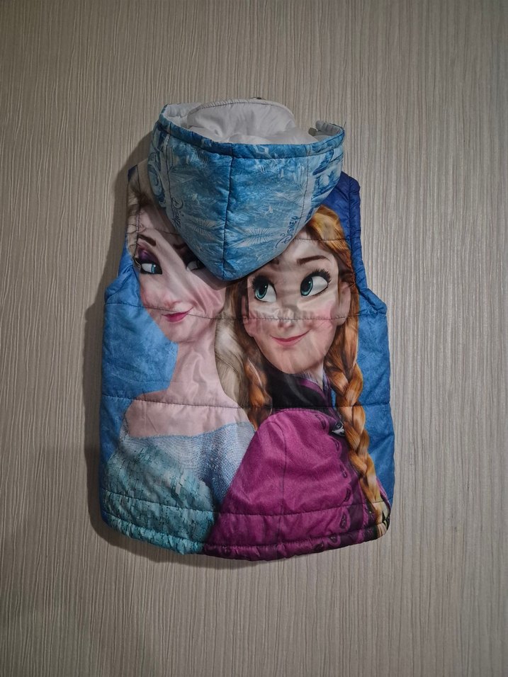 Kız Çocuk Baskılı Kapüşonlu Yelek anna & elsa frozen .7.8.9 olur - Görsel 2