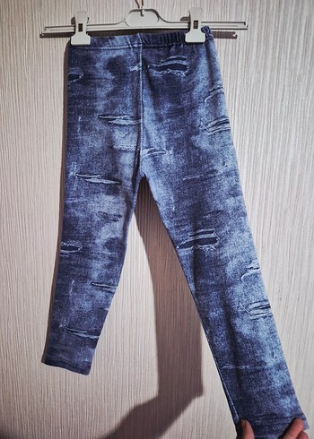 Kız Çocuk Baskılı Mavi Denim Tayt 5 .6.7. yaş - Görsel 4