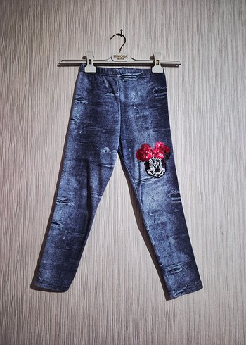 Kız Çocuk Baskılı Mavi Denim Tayt 5 .6.7. yaş - Görsel 5