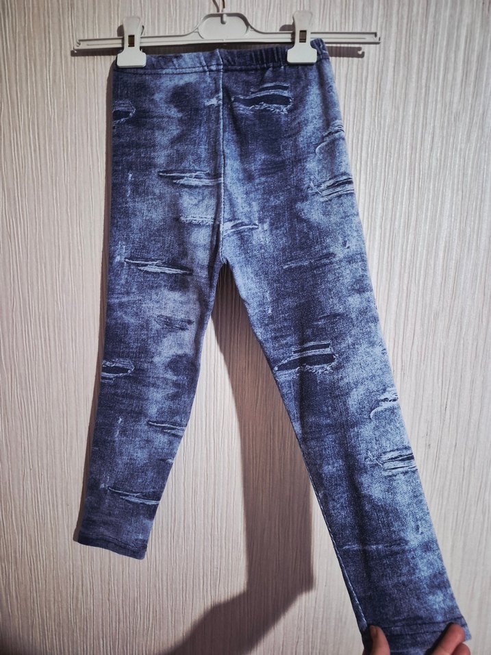 Kız Çocuk Baskılı Mavi Denim Tayt 5 .6.7. yaş - Görsel 4