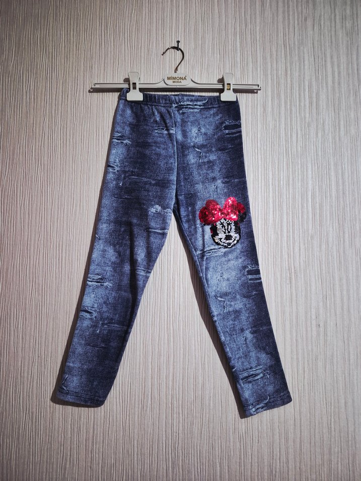 Kız Çocuk Baskılı Mavi Denim Tayt 5 .6.7. yaş - Görsel 5