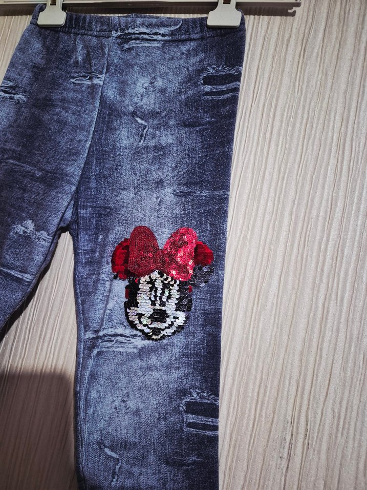 Kız Çocuk Baskılı Mavi Denim Tayt 5 .6.7. yaş - Görsel 2