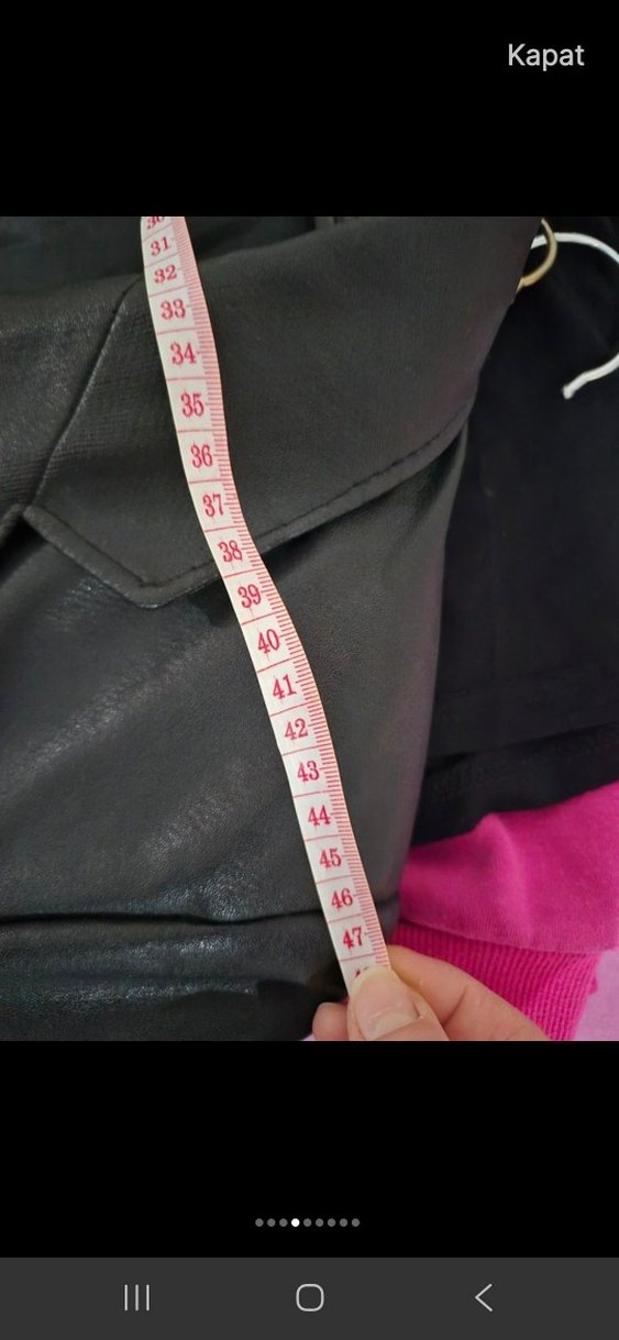 Kadın Siyah Deri Ceket, Düğmeli, Normal Boy vintage hakiki deri - Görsel 3