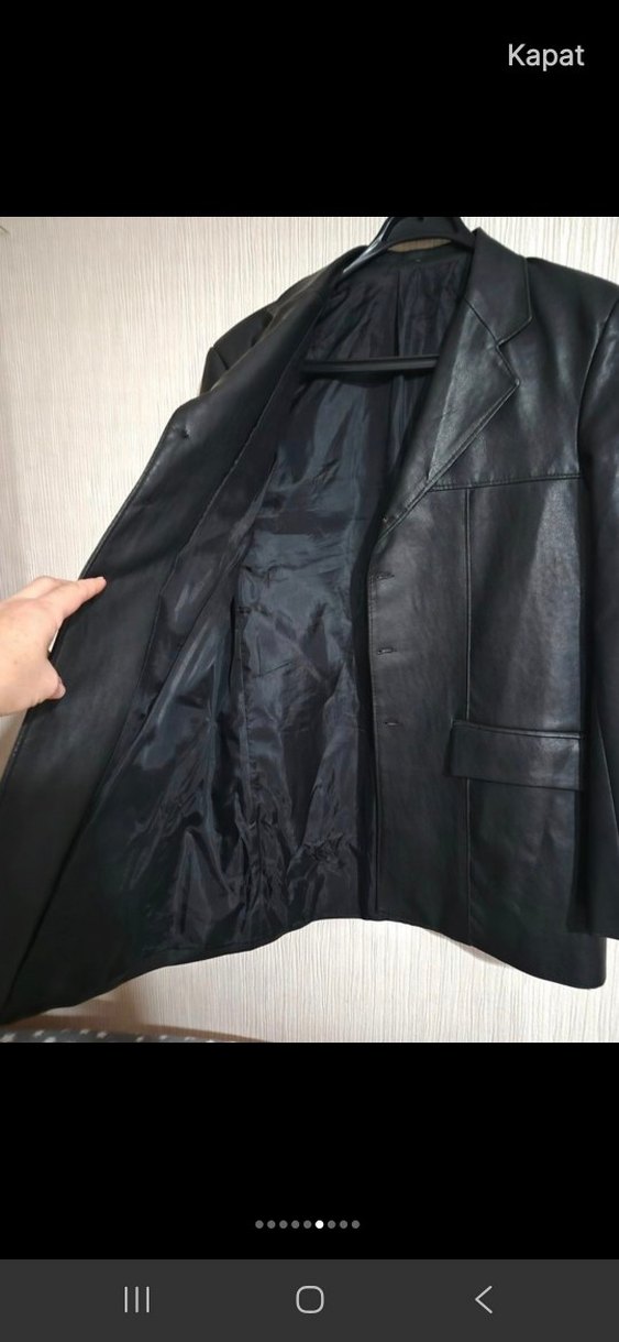 Kadın Siyah Deri Ceket, Düğmeli, Normal Boy vintage hakiki deri - Görsel 5