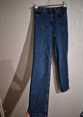 Lacivert Midi Kadın Kot Pantolon giylmedi kaliteli s - Görsel 4