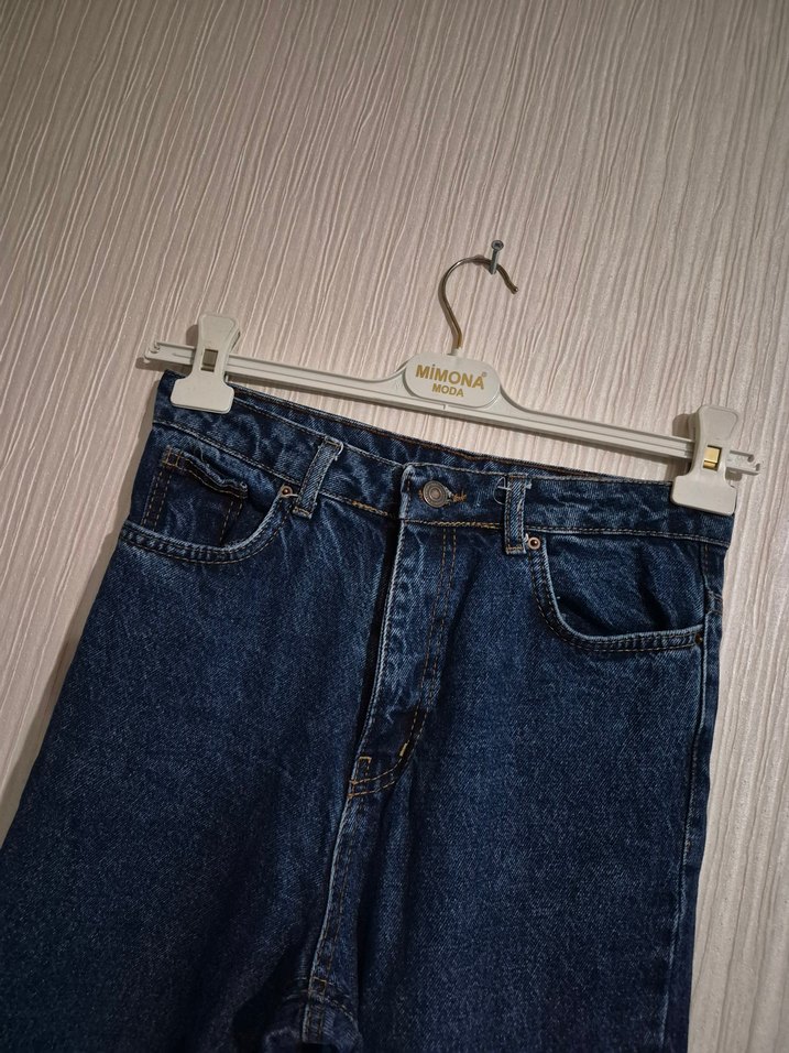 Lacivert Midi Kadın Kot Pantolon giylmedi kaliteli s - Görsel 5