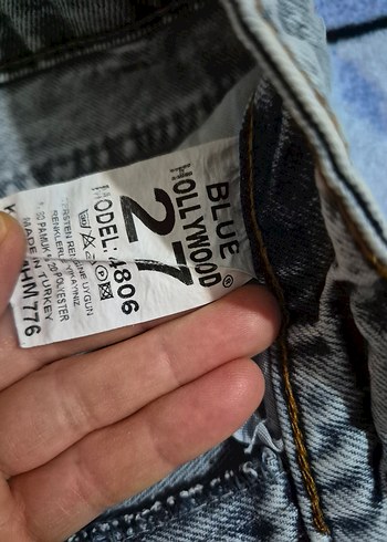 mavi Tie-Dye Kadın Jean Pantolon HOLLYWOOD  MARKA SIFIR - Görsel 8