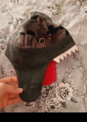 5-8 Yaş, 22 cm Beden Gri Rock Punk Desenli Erkek Bere