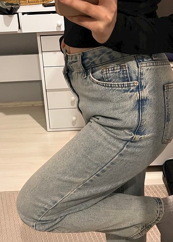 Gri Kadın Denim Pantolon Tokalı - Görsel 3