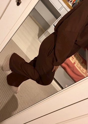 Kadın Kahverengi Keten Takım - Görsel 3