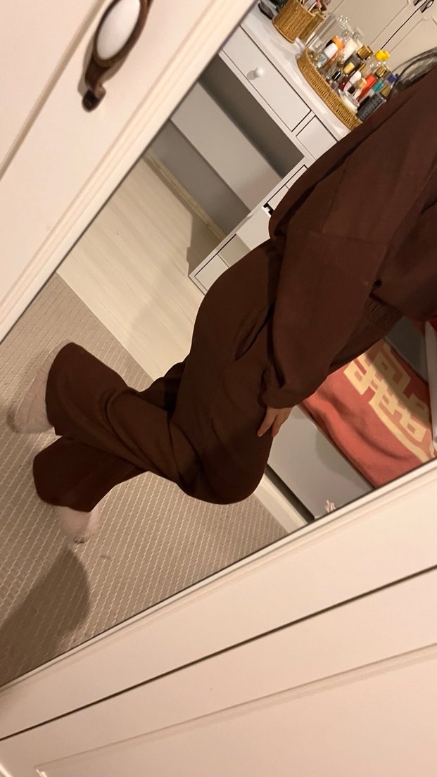 Kadın Kahverengi Keten Takım - Görsel 3