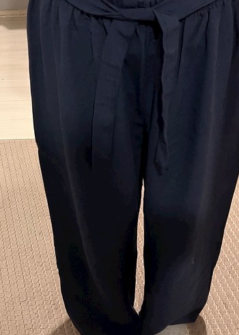 Kadın Lacivert Rahat Kesim keten Pantolon - Görsel 2