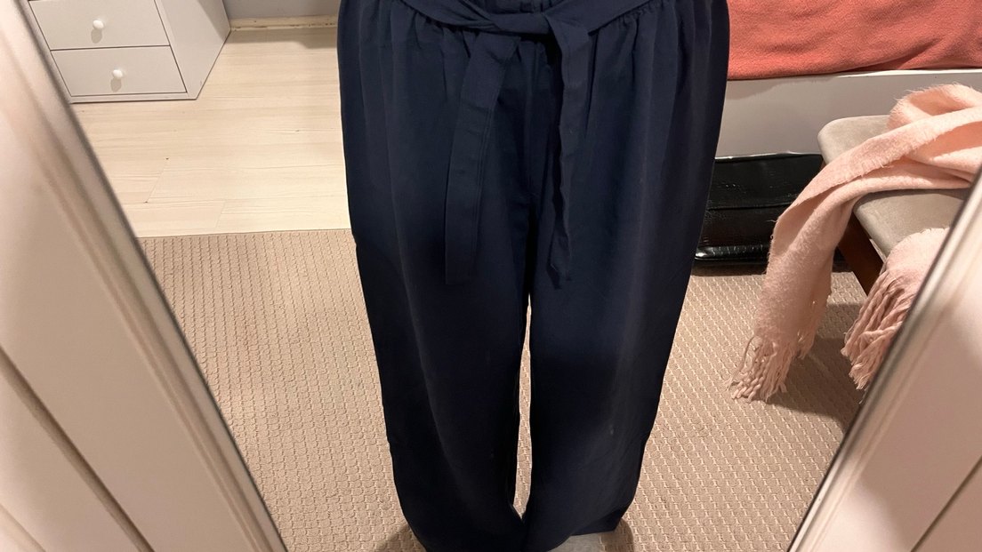 Kadın Lacivert Rahat Kesim keten Pantolon - Görsel 2