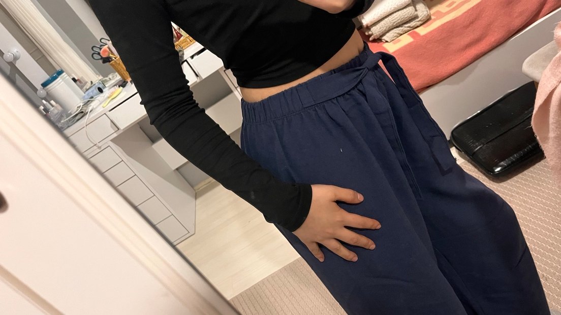 Kadın Lacivert Rahat Kesim keten Pantolon - Görsel 3