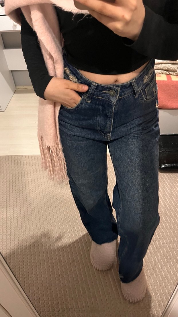 Mavi Rahat Kesim Kadın Kot Pantolon - Görsel 3