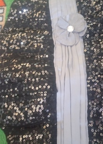 Siyah Payetli Straplez Midi Abiye Elbise - Görsel 5