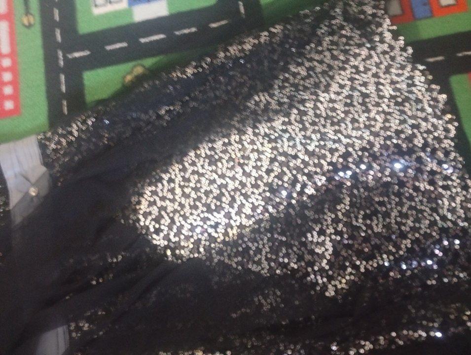 Siyah Payetli Straplez Midi Abiye Elbise - Görsel 4