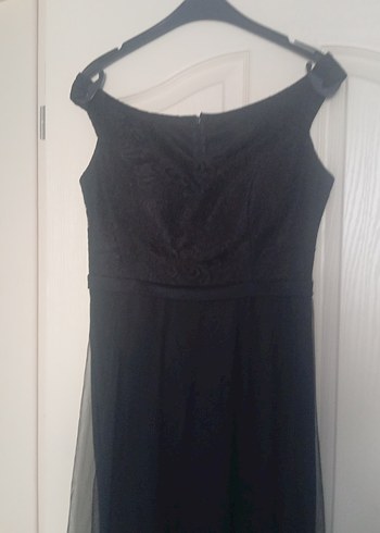 Siyah V Yaka Uzun Abiye Elbise - Görsel 5