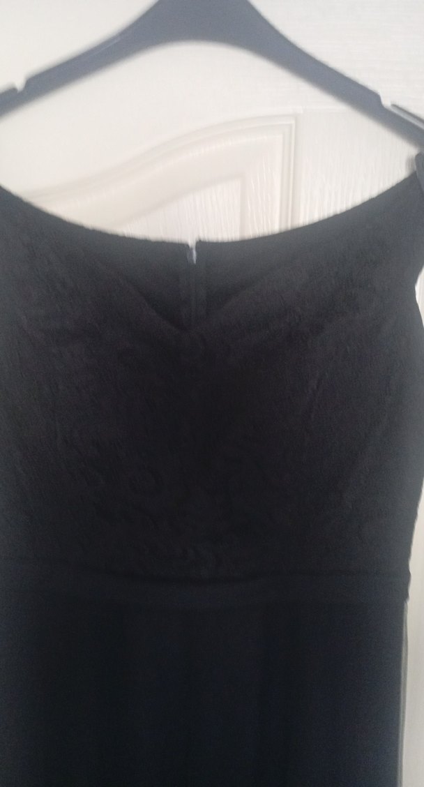 Siyah V Yaka Uzun Abiye Elbise - Görsel 2