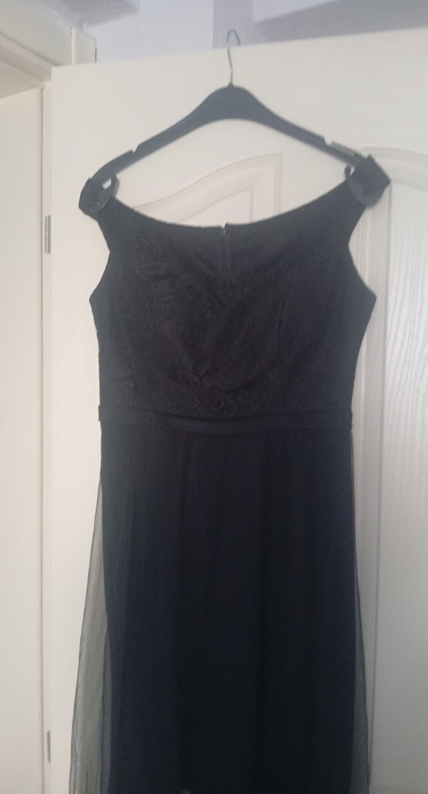 Siyah V Yaka Uzun Abiye Elbise - Görsel 5