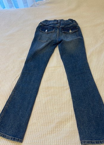 Kız Çocuk Mavi Bağlama Desenli Denim Pantolon - Görsel 6