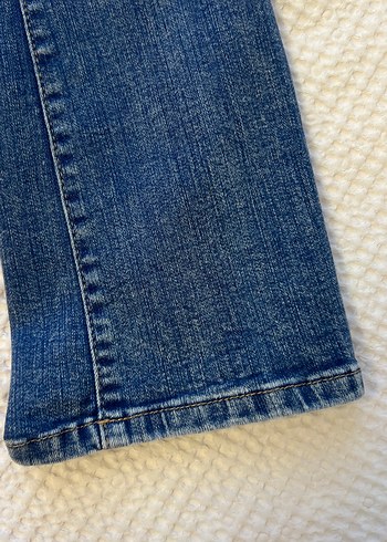 11-12 Yaş Beden Kız Çocuk Mavi Bağlama Desenli Denim Pantolon