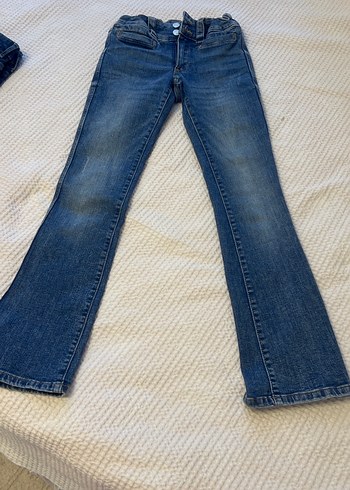 Kız Çocuk Mavi Bağlama Desenli Denim Pantolon