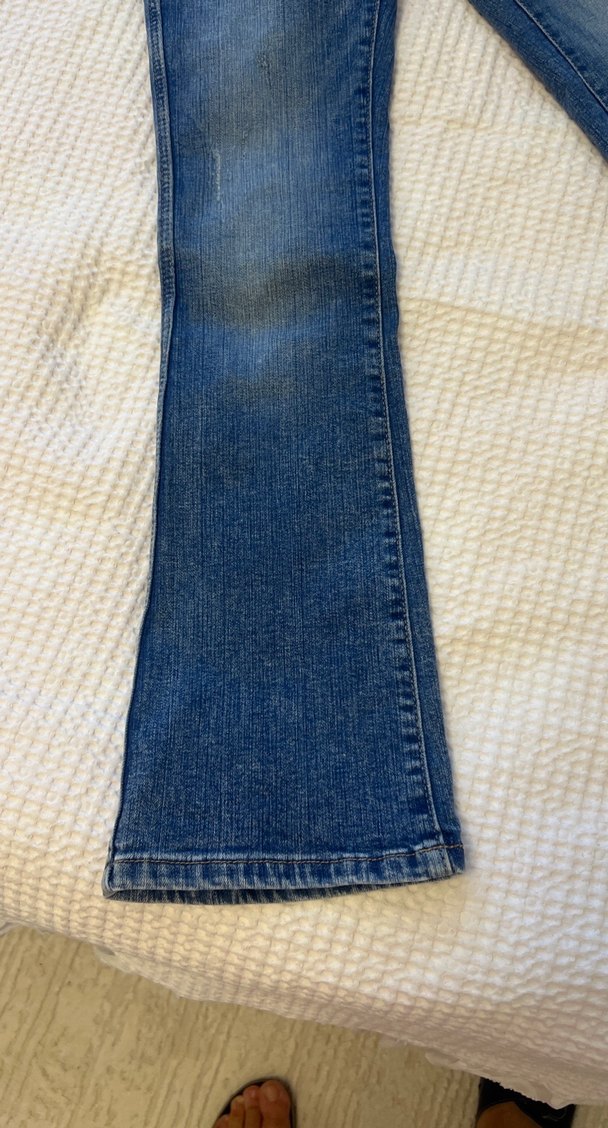 Kız Çocuk Mavi Bağlama Desenli Denim Pantolon - Görsel 4