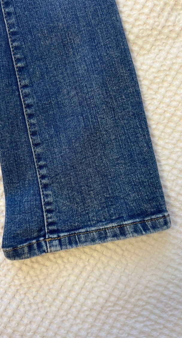 Kız Çocuk Mavi Bağlama Desenli Denim Pantolon - Görsel 3