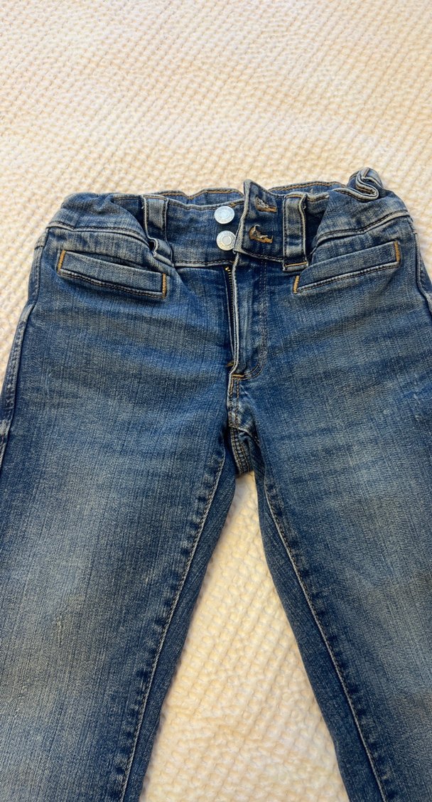 Kız Çocuk Mavi Bağlama Desenli Denim Pantolon - Görsel 2