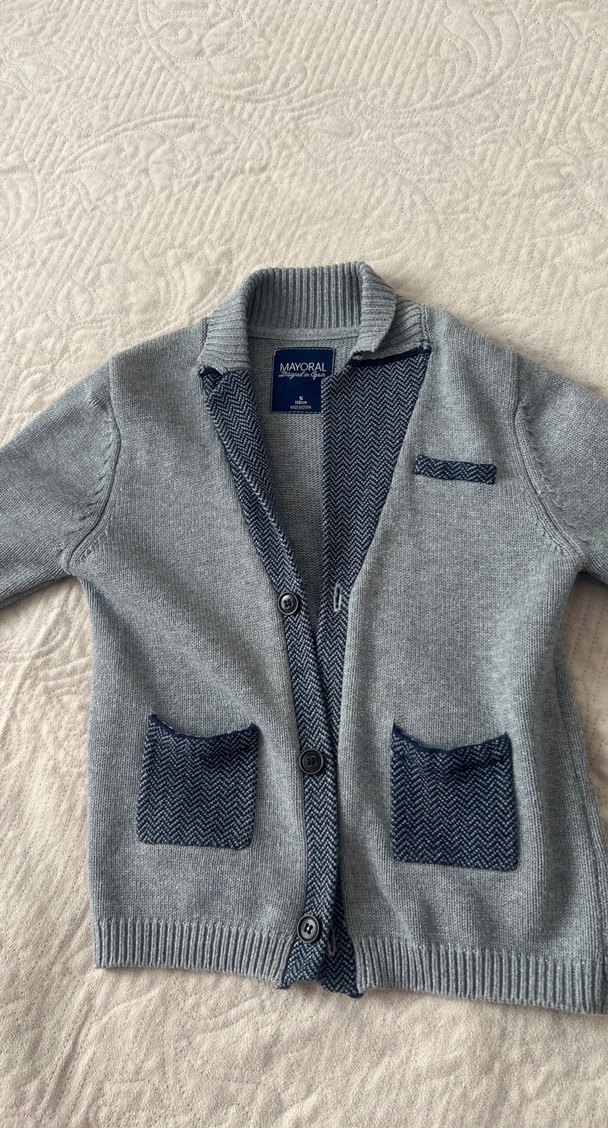 Gri Erkek Çocuk Triko Hırka - Görsel 5