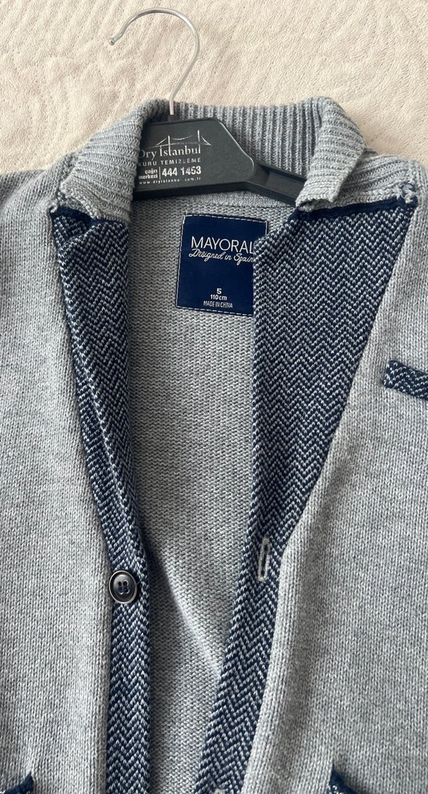 Gri Erkek Çocuk Triko Hırka - Görsel 2