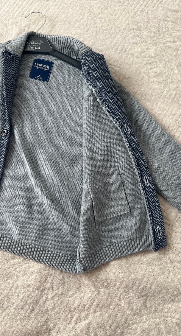 Gri Erkek Çocuk Triko Hırka - Görsel 3