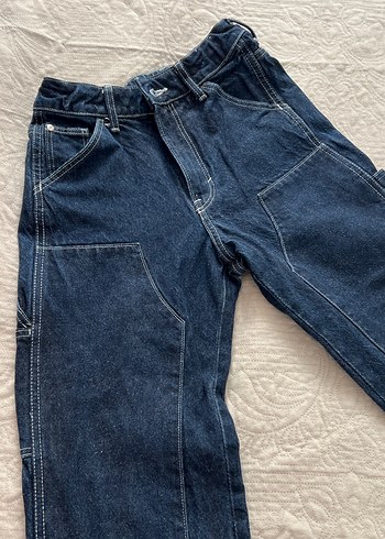 Lacivert Bol Kesim Unisex Jean Pantolon - Görsel 6