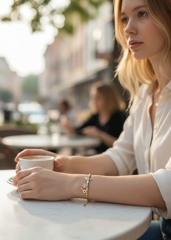 Yılan Desenli Zincir Detaylı Altın Bileklik - Görsel 2