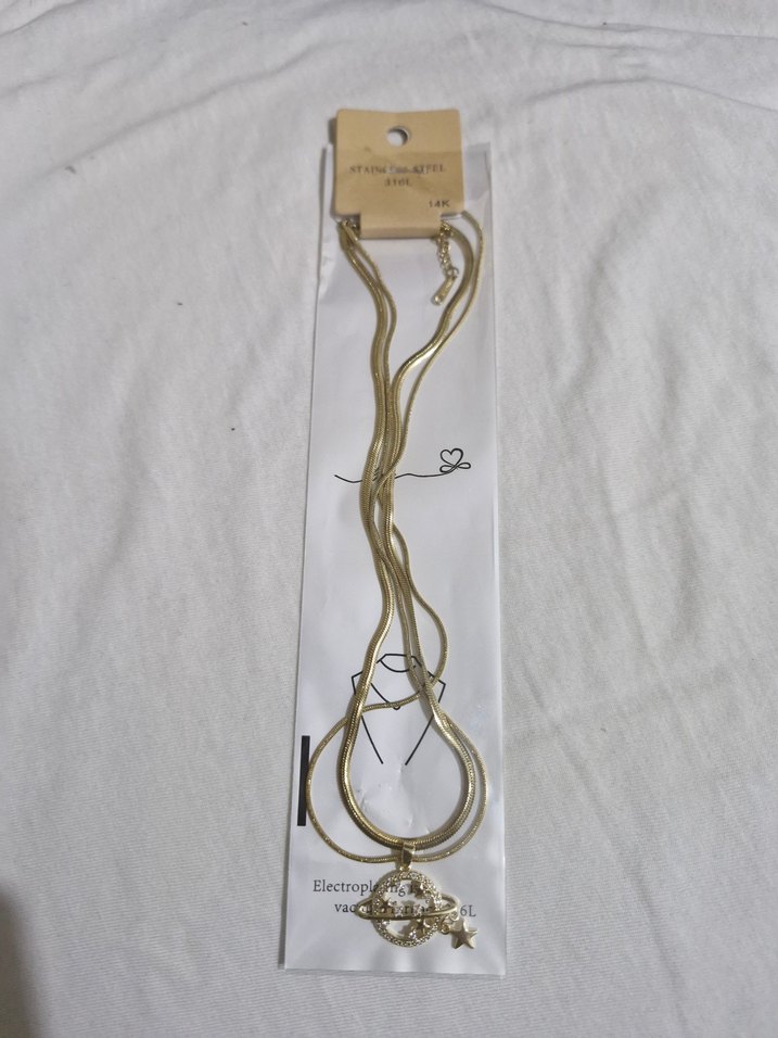 Uzun Altın Zincirli Gotik Kolye - Görsel 2