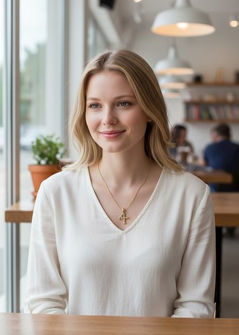 Uzun Zincirli Altın Renkli Kadın Kolye - Görsel 2