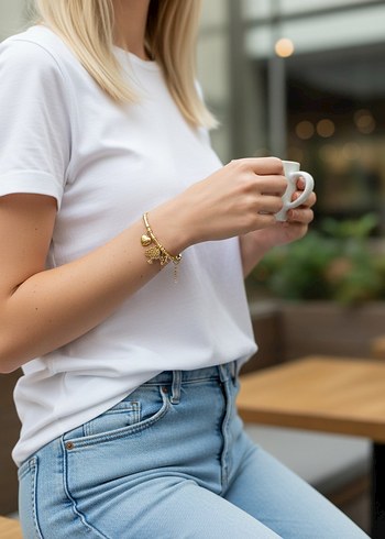 Altın Renkli Boncuklu Bohem Bileklik - Görsel 2