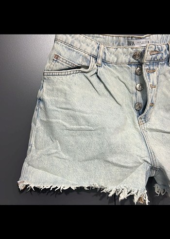 s Beden mavi Renk Zara Düğmeli Mini Denim Şort
