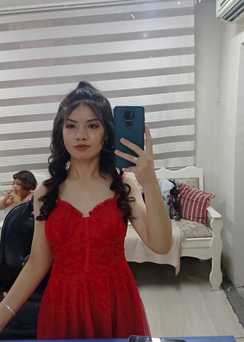 Miss Sixty Kırmızı Dantel Detaylı Midi Kadın Elbise