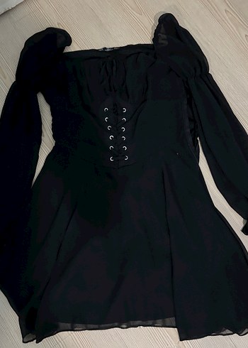 Siyah Gotik Midi Elbise