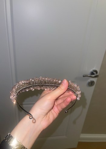 Taşlı toz pembe nişan tacı (sıfırdır) - Görsel 5