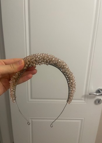 Taşlı toz pembe nişan tacı (sıfırdır) - Görsel 8