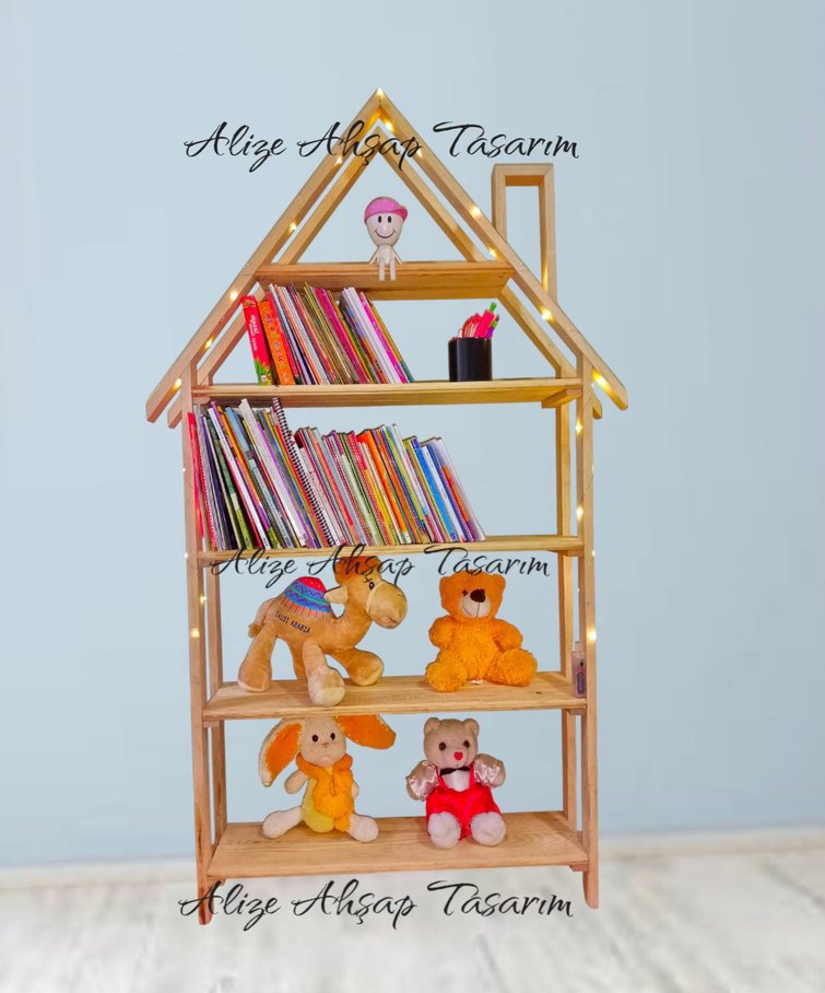 Montessori Ahşap Çocuk Kitaplığı - Görsel 2