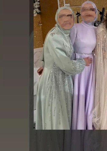 36 Beden yeşil Renk su yeşili taşlı Abiye Elbise