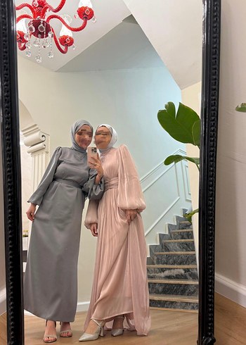 Tozpembe belden bağlamalı abiye